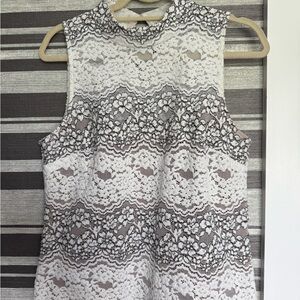 White House Black Market Lace Top in White and Black